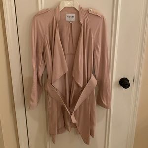 Guess jacket with tie belt size s light pink / beige